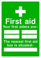 First Aid First Aiders Nearest First Aid Box Sign Stickers Lable Decal Warning Sign Vinyl Self Adhesive 210X297Mm