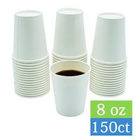 TashiBox Disposable Paper Beverage Hot Coffee Cups To Go, 8oz-150/Pack, White