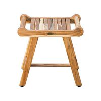 20" Compact Solid Teak Shower Bench with Liftaide Arms in an Earthyteak Finish Brown Modern Contemporary Single Piece
