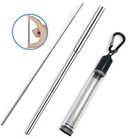 DOFYWARE Reusable Retractable Straws - 1 Pack Portable Telescopic Stainless Steel Metal Straw with Transparent Case and Cleaning Brush