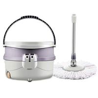 XJAXY Spin Bucket Mop, Splash-Proof and Durable Bucket Floor Cleaning Kit, 360° Rotation Bucket Mop, with 2 Machine Washable Mop Pads,B