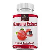 Guarana Extract: All Natural Herbal Energy Supplement for Women, Men: 200mg Caffeine - 90 Tablet Capsule Pills Tannins, Guaranine Paullinia Cupana Plant Powder Seeds Diet Weight Loss Without Anxiety