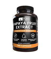 Papaya Fruit Extract, 365 Capsules, 400 mg Serving, Pure, Potent & Natural, No Rice Filler, No Stearates, No Additives, Made in The USA, Lab Tested Quality, Satisfaction Guaranteed