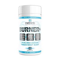 Rethink Nutrition Burner+ - Fat Burner, Clean Energy, Tunnel Vision Focus, Caffeine, Alpha-GPC, Green Tea Extract, Huperzine A, for Men and Women, Weight Loss Supplement, 60 Caps