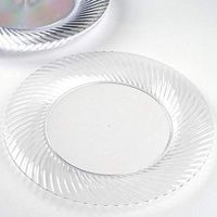 Efavormart 50 Pcs - Clear 10" Round Disposable Plastic Plate for Wedding Party Banquet Events - Twirl Collection