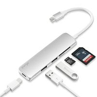 Purgo USB Type-C Hub with Card Reader,2 USB 3.0 Ports, Type-C Charging Port for MacBook Pro,Chromebook and More (Silver)