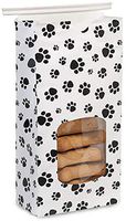 Made in USA 100-Count White Kraft Paw Print Paper Tin Tie 1 Pound Dog or Cat Treat Bags with Laminated Liner (4.75" X 2.5" X 9.5")