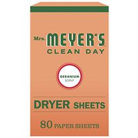 Mrs. Meyer’s Clean Day Dryer Sheets, Geranium Scent, 80 count