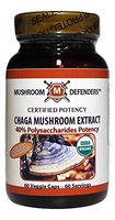 Chaga Mushroom Organic Extract 40% Polysaccharide Potency Mushroom Defenders 60 Veg Cap