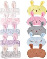 Rabbit Sleeping Masks, 5 Pack Soft Plush Blindfold Cute Rabbit Sleep Mask + 5 Head Wraps, Eye Mask Cover for Girls Women Kids, Sleep mask Cute for Girls, Rabbit Eye mask (Rabbit)