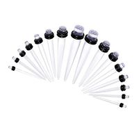 18Pcs Acrylic Ear Plugs Expander Kit Taper Stretcher Gauges Stretching Set Best Beauty Accessory Trendy Unique Creative Accessories Women | Color - Clear