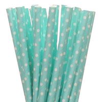 Light Blue with White Polka Dot Paper Straws (25)