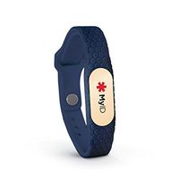 MyID Hive Medical ID - Store Medical Information for Free - Super Comfortable Silicone Material - Perfect for Those with Diabetes, Autism, Etc - Fits Kids & Adults - Gold Pod (Navy M/L)