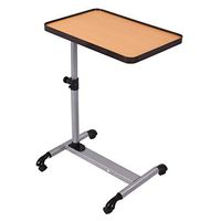 Tangkula Overbed Table, Mobile Desk Cart, Angle & Height Adjustable Laptop Stand Cart, Computer Desk with Smooth & Lockable Casters, Mobile Lap Workstation Notebook Cart
