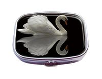Guojew Swan Bird Grace Beautifu Feather Custom Fashion Square Pill Box Tablet Holder Pocket Purse Organizer Case Decoration Box