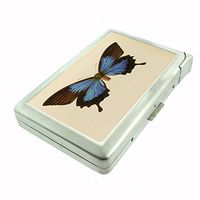 Perfection In Style Metal Cigarette Case with Built in Lighter Vintage Butterfly Design 003