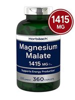 Magnesium Malate 1415 mg | 360 Vegetarian Caplets | Non-GMO, Gluten Free Supplement | by Horbaach
