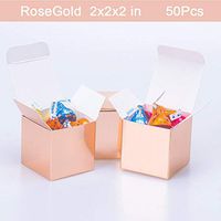 Rosegold Candy Boxes Small Gift Boxes 2 x 2 x 2 inch,50pcs,Square Paper Treat Boxes Party Favor Boxes for Wedding,Bridal Shower,Birthday,Baby Shower,Anniversary,Holiday Celebration Party Supplies