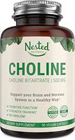 Choline Bitartrate 500mg | Promotes Brain Health, Mental Focus & Memory | Prenatal Supplement for Development & Growth | 100% Vegan & Non-GMO Choline