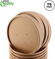 96mm Vented Lids for Kraft Paper Soup Containers [75 PACK] - Fits 8oz, 12oz, 16oz EcoQuality Ice Cream Containers, Frozen Yogurt Cups, Restaurant, Microwavable, Take out, Food Storage, Recyclable