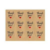 480 Pcs Thank You Stickers Kraft Paper Round Labels Stickers with Red Heart for Wedding, Packaging, Gift Wrap, Cookies, Envelopes Seal, Baking Bags and More