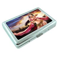Harem Pin Up Girls Arabian Dancers Asia S9 Silver Cigarette Case Metal Wallet Id Holder King & 100's 4" X 2.75" RFID Protection
