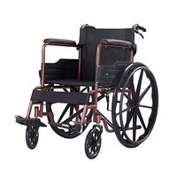 Hong Tai Yang XF Wheelchair Transport Chair, Medical Steel Ultralight Adult Portable Folding for Travel and Storage, 18" Wide Seat Armchairs (Color : Brown)