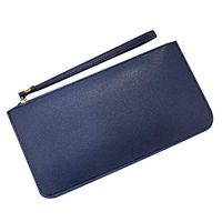 QIUUE Women Wallets Long Fashion Contrast Color Large Capacity Coin Purse Card Holder Bag Mobile Phone Bag Clutch Purse Navy