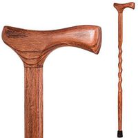 Brazos 34" Twisted American Hardwood Oak Walking Cane, Red, Made in The USA