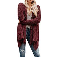 Suede Winter Coat Long Pea Coat,2019 Hot Women's Warm Long Sleeve Lapel Faux Shearling Shaggy Oversized Coat Jacket (Red, L)