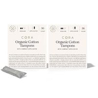 Cora Organic Cotton Tampons with BPA-Free Plastic Compact Applicator; Chlorine & Toxin Free - Regular (72 Count)