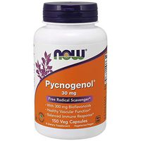 NOW Supplements, Pycnogenol 30 mg (a Unique Combination of Proanthocyanidins from French Maritime Pine) with 300 mg Bioflavonoids, 150 Veg Capsules