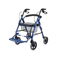HMHD 220lbs Folding Rollator Walker with 4 Wheel,Hand Brake Seat Adjustable Height,Senior Walking cart,Lightweight Trolleys Leisure Shopping cart,Drive Mobility Aid Aluminum Alloy Frame Blue