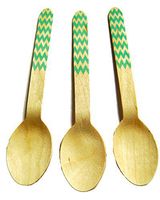 Perfect Stix Chevron Wooden Spoon with Mint Chevron Pattern, 6 Inch (Pack of 36)