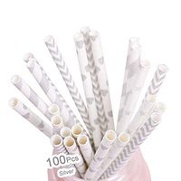 Paper Straws,100 Pack,Biodegradable Paper Drinking Straws, Silver Straws for Parties,Birthday,Baby Shower,Marriage,Engagement,Table Decoration,Carnivals and Crafts