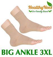 HealthyNees Extra Wide Ankle Big Feet 20-30 mmHg Compression Swelling Foot Pain Circulation Plus Size Sock Open Toe Sleeve (Beige, Big Ankle 3XL)