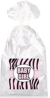 Pink Zebra Baby Girl Party Favor Bags with Ties - 12pack