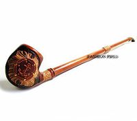 Exclusive Long Tobacco Smoking Pipe Decorated Inlaid"Anchor" Engraved + Pouch ! (1)