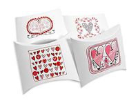 Pillow Boxes, Gift Card Holders, Hearts Theme for Any Occasion of Love, Appreciation, and Caring, 4 Designs, Set of 4 one Each Design
