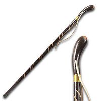 NEW! Men Fashionable Walking Eucalyptus Wood Cane 8 Styles Brown and Black Elephant Horse Derby Knob Curved Opera Styles Great Gift for a Loved One (Black Curved Handle)