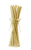 Simply Baked Paper Straw, Gold Quadrafoil, 8" long, Pack of 25, Colorful, Disposable, and Compostable