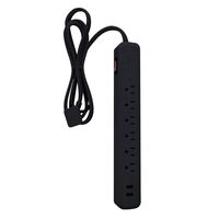 Globe Electric Designer Series 6ft 6-Outlet Power Strip, 2X USB Ports (5V/3.1A), Surge Protector, Right Angle Plug, Circuit Breaker Switch, Black Finish 78439, 2 (Renewed)