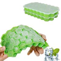 Xisheep Ice Cube Maker, Honeycomb Shape Ice Cube Maker 2Pcs Ice Tray Ice Cube Mold Storage Containers Kitchen Dining Bar Home Decorations, for Home DIY Green