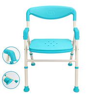 WYQWANLJX Foldable Non-Slip Shower Chair, Aluminum Bathroom Shower Chair, 3 Height Adjustable, Suitable for The Elderly/Disabled/Pregnant Women,Blue