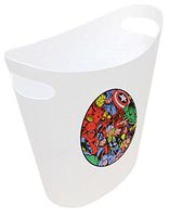 New! 2 Gallon Slim Style Wastebasket in a White Plastic Finish That Features Your Choice of a Novelty Theme Logo and a Free Trash Can Liner! (Avengers)