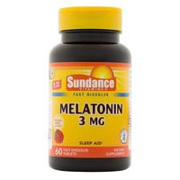 Sundance Vitamins Melatonin 3 mg Natural Berry Flavor - 60 Tablets, Pack of 2
