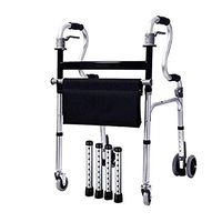LIBWX Brake Walker Can Sit Standing Armrest Walking Rehabilitation Training Elderly Disabled Corner Aluminum Folding Pulley 59cmx49cmx86cm