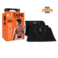 KT Tape Pro Wide Kinesiology Therapeutic Sports Tape, 10 Precut 10 Inch Strips, Double Width for Lower Back or Large Muscle Groups, Water Resistant, Breathable