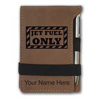 Mini Notepad, Jet Fuel Only, Personalized Engraving Included (Dark Brown)