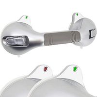 AmeriLuck Suction Bath Grab Bar 12" with Indicators, Bathroom Shower Handle (Silver, 1 Pack)